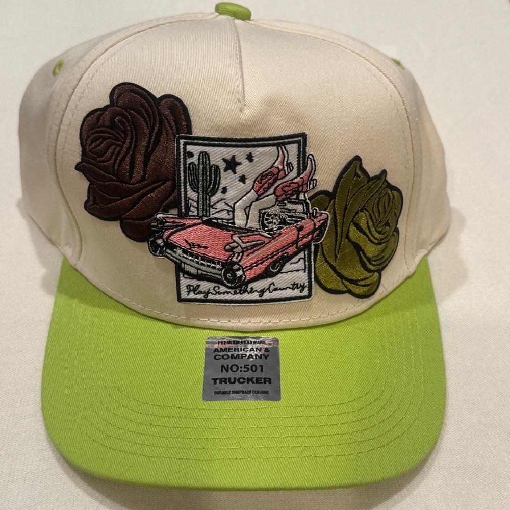 Green Trucker Hat with Patches